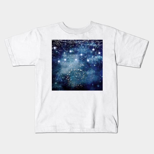 Wish on a Star Night Sky Kids T-Shirt by PurplePeacock